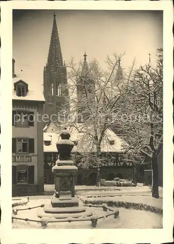 Freiburg Breisgau Winter Brunnen Kat. Freiburg im Breisgau