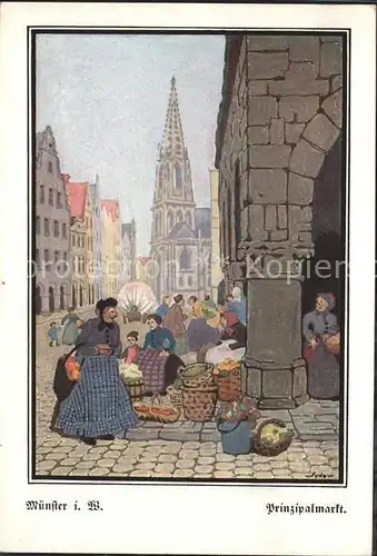 Muenster Westfalen Prinzipalmarkt Kuenstlerkarte  Kat. Muenster