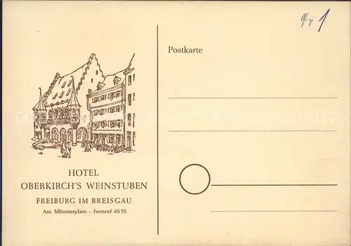 Freiburg Breisgau Hotel Oberkirchs Weinstuben Kat. Freiburg im Breisgau