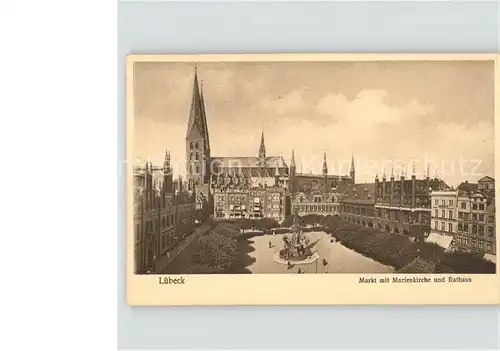 Luebeck Markt mit Marienkirche Kat. Luebeck