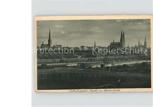 Luebeck mit Jacobi und Marienkirche Kat. Luebeck