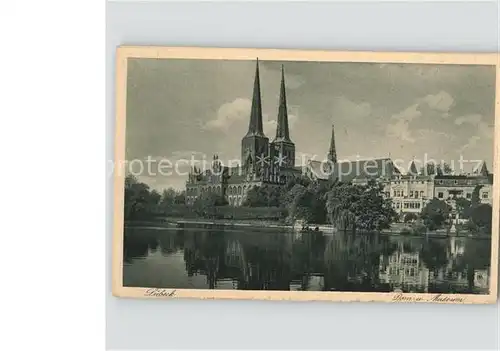 Luebeck Dom und Museum vom Muehlteich Kat. Luebeck