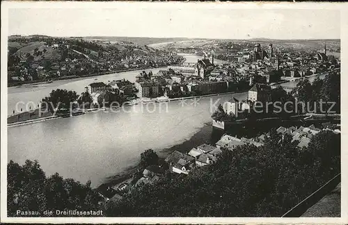 Passau Blick auf die Dreifluessestadt Kat. Passau
