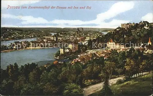 Passau Zusammenfluss Donau Inn und Ilz Kat. Passau