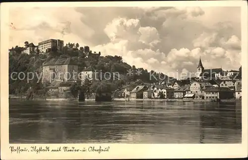 Passau Ilzpartie mit Unter und Oberhaus Kat. Passau