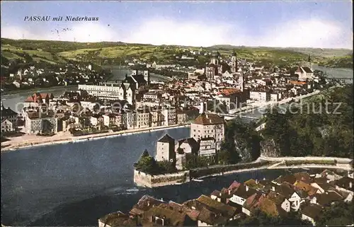 Passau Panorama mit Niederhaus Kat. Passau