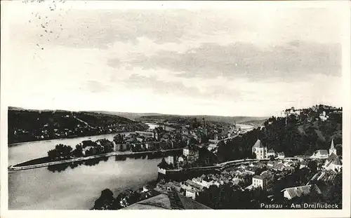 Passau Panorama am Dreiflusseck Kat. Passau