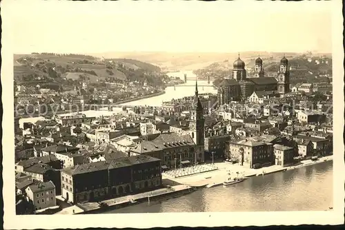 Passau Stadtblick vom Oberhaus Kat. Passau