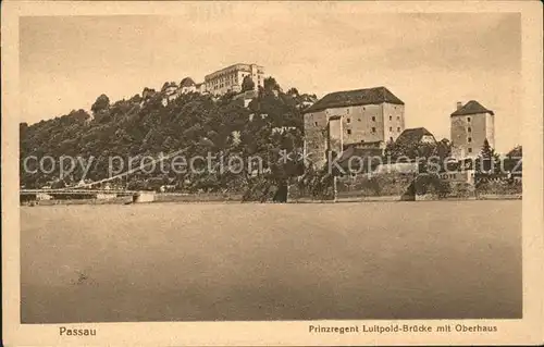 Passau Prinzregent Luitpold Bruecke mit Oberhaus Kat. Passau