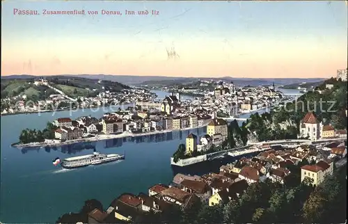 Passau Zusammenfluss von Donau Inn und Ilz Kat. Passau