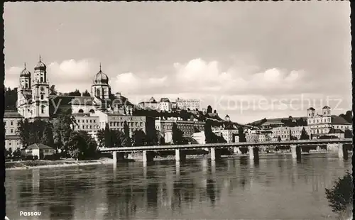 Passau Dom mit Donau und Bruecke Kat. Passau