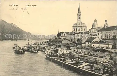 Passau Donauquai Schiffe Kirche Dom Kat. Passau