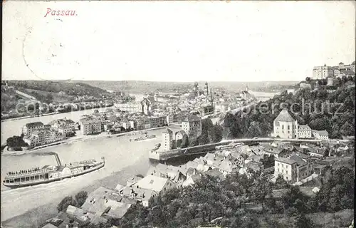 Passau Panorama Dampfschiff Kat. Passau