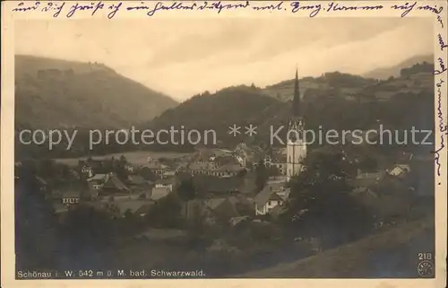 Schoenau Schwarzwald Ortsblick mit Kirche Kat. Schoenau im Schwarzwald