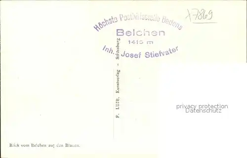 Belchen Baden Belchenpanorama Kat. Neuenweg