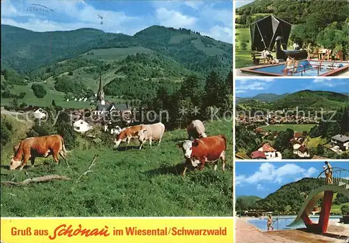 Schoenau Schwarzwald Panorama Schwimmbad Kat. Schoenau im Schwarzwald