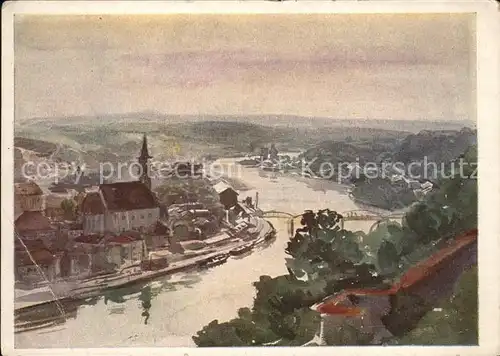 Passau Panorama Illustration Kat. Passau