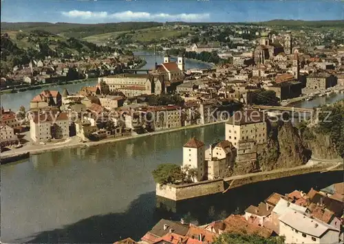 Passau Dreifluesse Blick Kat. Passau