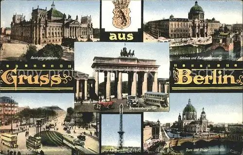 Berlin Reichstag Schloss Nationaldenkmal Potsdamer Platz Dom und Friedrichstr Kat. Berlin