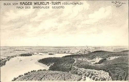 Grunewald Berlin Blick vom Kaiser Wilhelm Turm Kat. Berlin