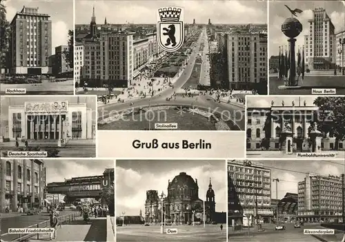 Berlin Hochhaus Stalinallee Dt Sporthalle Bahnhof Friedrichstr Dom Alexanderplatz Kat. Berlin