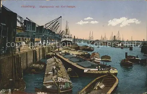 Hamburg Hafenpartie mit Kai Anlage Schiffe  Kat. Hamburg