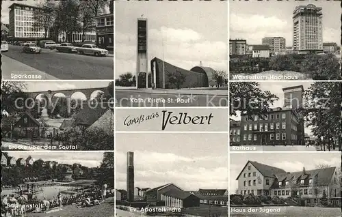 Velbert Rathaus Wasserturm Haus d. Jugend EV. Apostelkirche Kat. Velbert