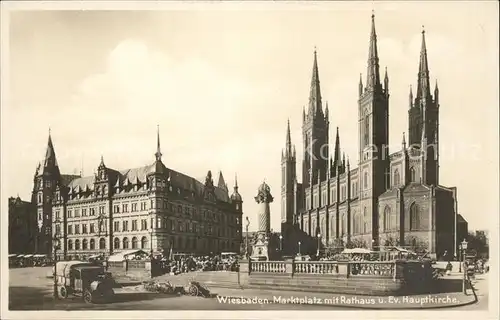 Wiesbaden Marktplatz Rathaus Ev. Hauptkirche Kat. Wiesbaden