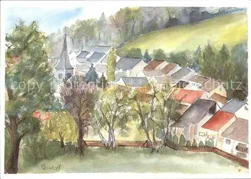 Wildsachsen Kuenstlerkarte Aquarell Camilla Bischoff Kat. Hofheim am Taunus