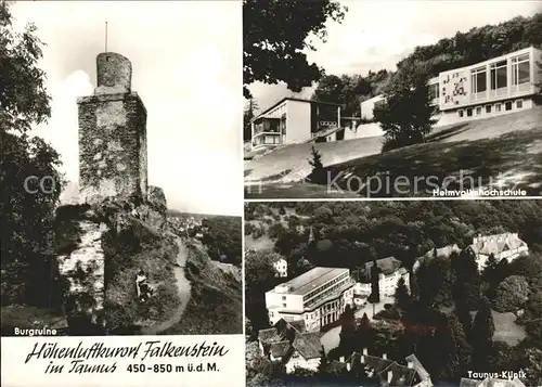 Falkenstein Taunus Burgruine Heimvolksschule Taunus Klinik Fliegeraufnahme Kat. Koenigstein im Taunus