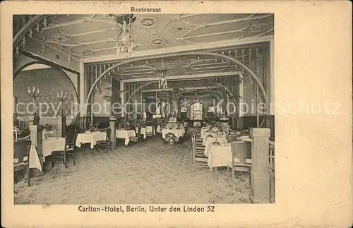Berlin Carlton Hotel Restaurant Unter den Linden 32 Kat. Berlin