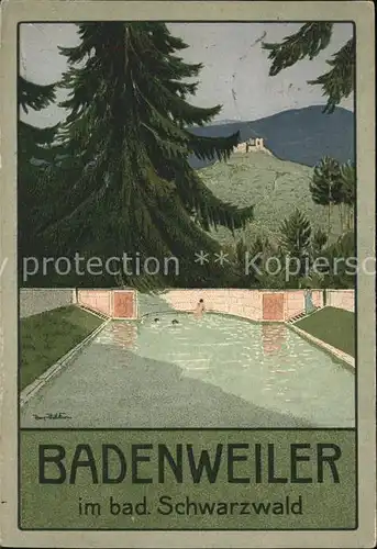 Badenweiler Kuenstlerkarte Schwimmbad Kat. Badenweiler