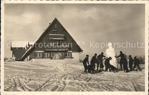 Grossherrischwand Kinderheim Dr. Ehmann Kinder Schneemann Kat. Herrischried