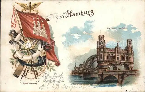 Hamburg Neue Elbbruecke Glimmerkarte Kat. Hamburg