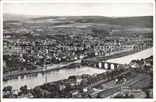 Trier Panorama mit Moselbruecke Kat. Trier