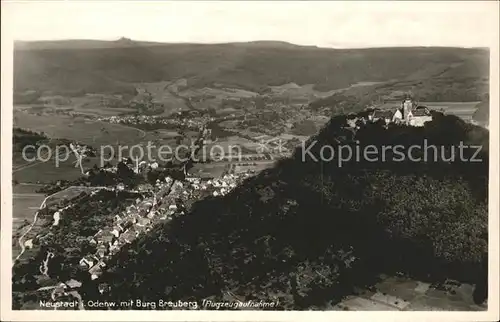 Neustadt Odenwald Panorama mit Burg Breuberg Fliegeraufnahme Kat. Breuberg