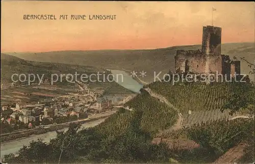 Bernkastel Kues Panorama mit Ruine Landshut Kat. Bernkastel Kues