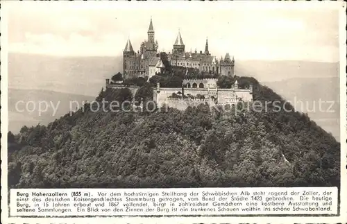 Burg Hohenzollern Burg Kat. Bisingen