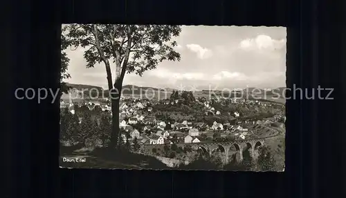 Daun Eifel Panorama mit Bruecke Hotel Schramm Kat. Daun