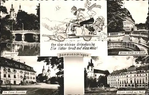 Donaueschingen Donauquelle mit Schloss Dianabrunnen Kat. Donaueschingen