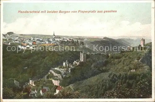 Manderscheid Eifel Beider Burgen Panorama / Manderscheid /Bernkastel-Wittlich LKR
