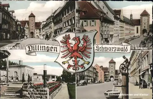Villingen-Schwenningen Oberes Tor Bickentor Kuranlagen Radmacherbrunnen Riettor Wappen / Villingen-Schwenningen /Schwarzwald-Baar-Kreis LKR