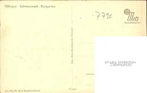 Villingen-Schwenningen Kurgarten Fontaene Kupfertiefdruck / Villingen-Schwenningen /Schwarzwald-Baar-Kreis LKR