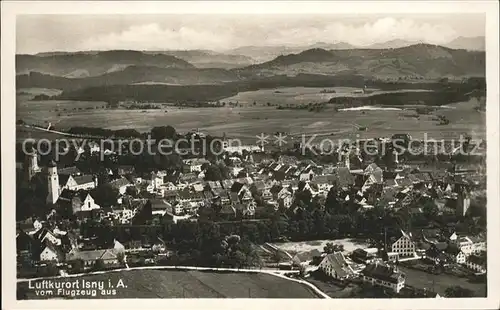 Isny Allgaeu Gesamtansicht mit Alpenpanorama Fliegeraufnahme Kat. Isny im Allgaeu