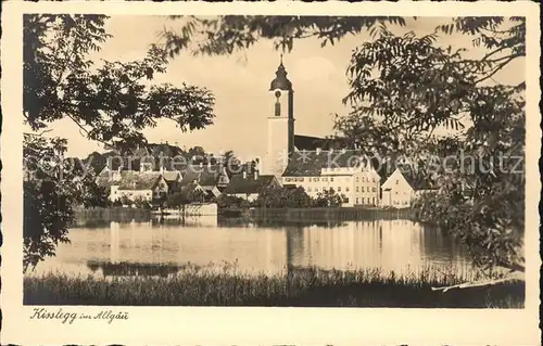 Kisslegg Ortsansicht mit Kirche Partie am See Kat. Kisslegg