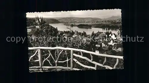 Remagen Panorama Blick von der Waldburg Hotel Apollinaris Kirche Rhein Kat. Remagen