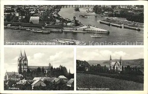 Koblenz Rhein Deutsches Eck Moselmuendung Arenberg Remagen Apollinariskirche Kat. Koblenz
