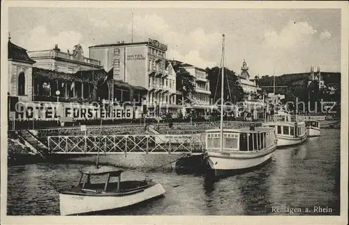 Remagen Rheinufer Anlegestelle Boote Hotel Fuerstenberg Kat. Remagen