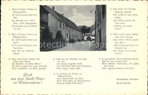 Walporzheim Gasthaus Sankt Peter Gedicht Kat. Bad Neuenahr Ahrweiler