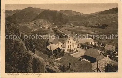 Mayschoss Blick auf Hotel und Weinhaus Lochmuehle Ahrtal Weinberge Kupfertiefdruck Kat. Mayschoss